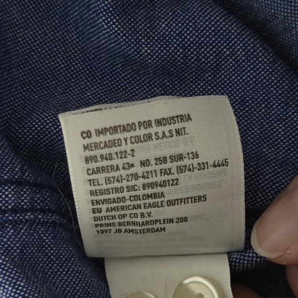 American Eagle Outfitters Classic Fit Men's Blue Medium Button-Down Shirt - Picture 9 of 10